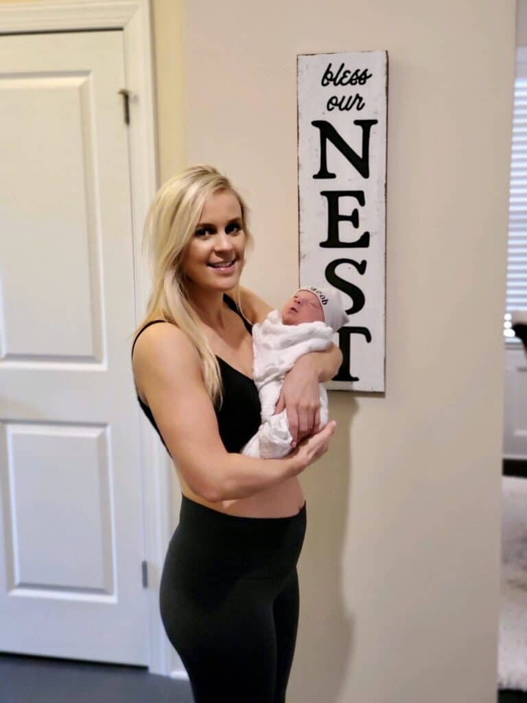 Lindsey holding Jacob at 10 days old