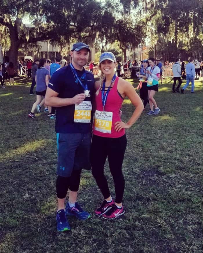 Lindsey and Joey after running the Savannah half marathon in 2018