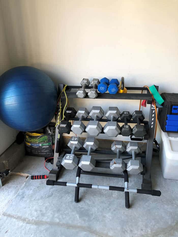 Weight set-up in the garage