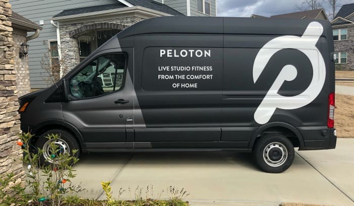 Peloton bike being delivered