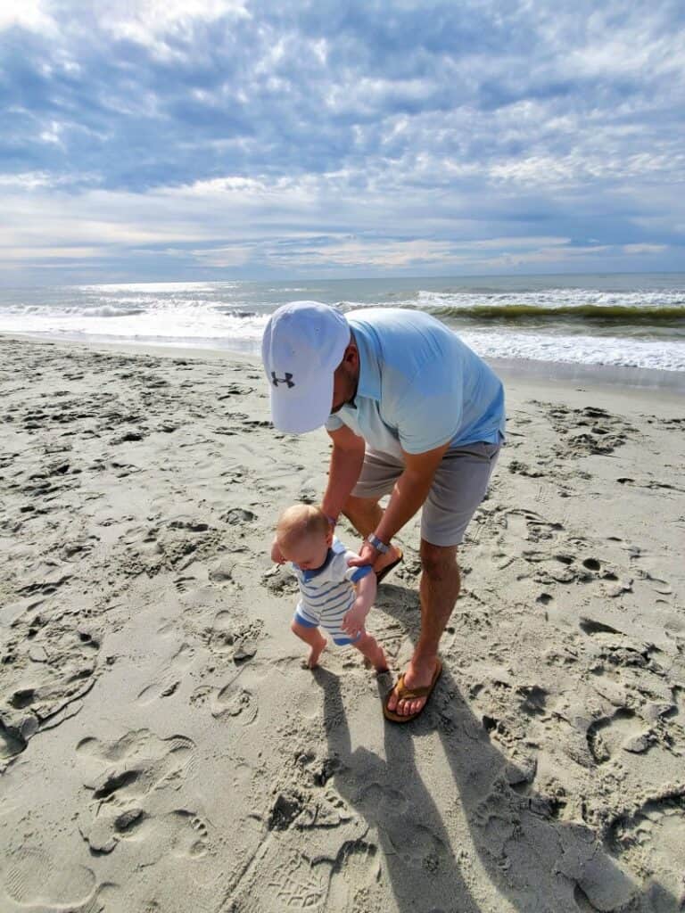 Joey and Jacob walking on the beach