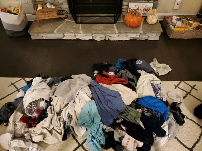 A giant heap of laundry that needs to be folded