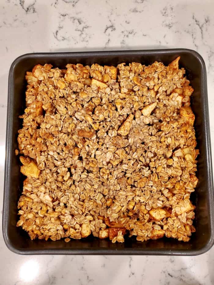 Healthy apple crisp fresh out of the oven