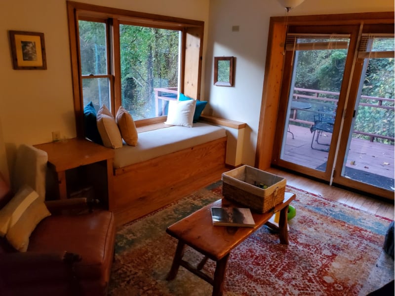 One of the living rooms overlooking the creek