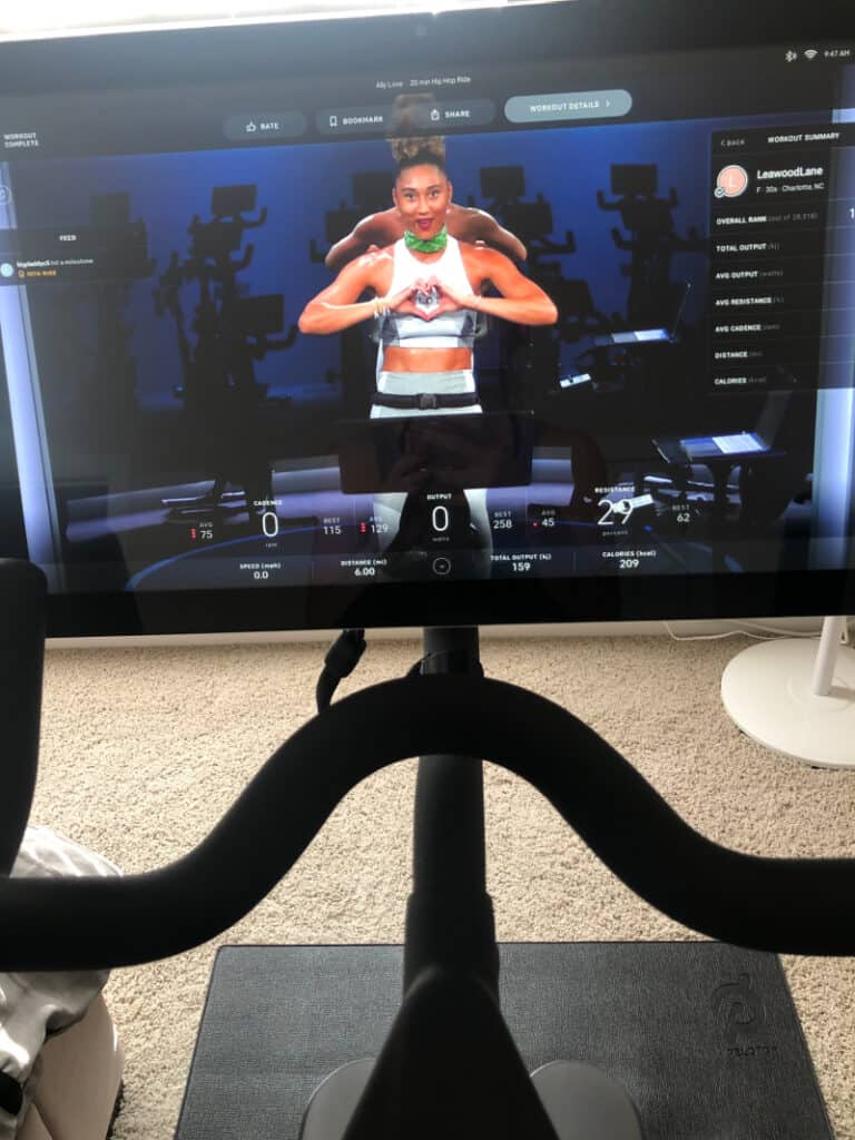 Ally Love on the peloton screen