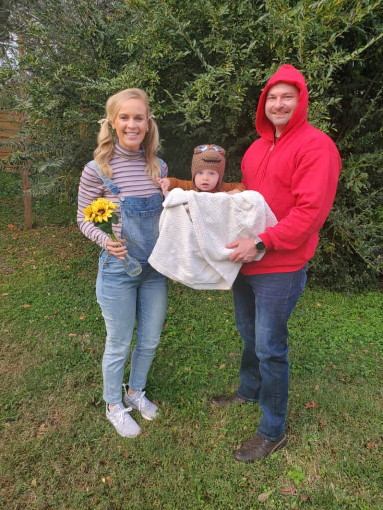 Lindsey, Jacob and Joey dressed up as Gertie, Elliot and E.T. 