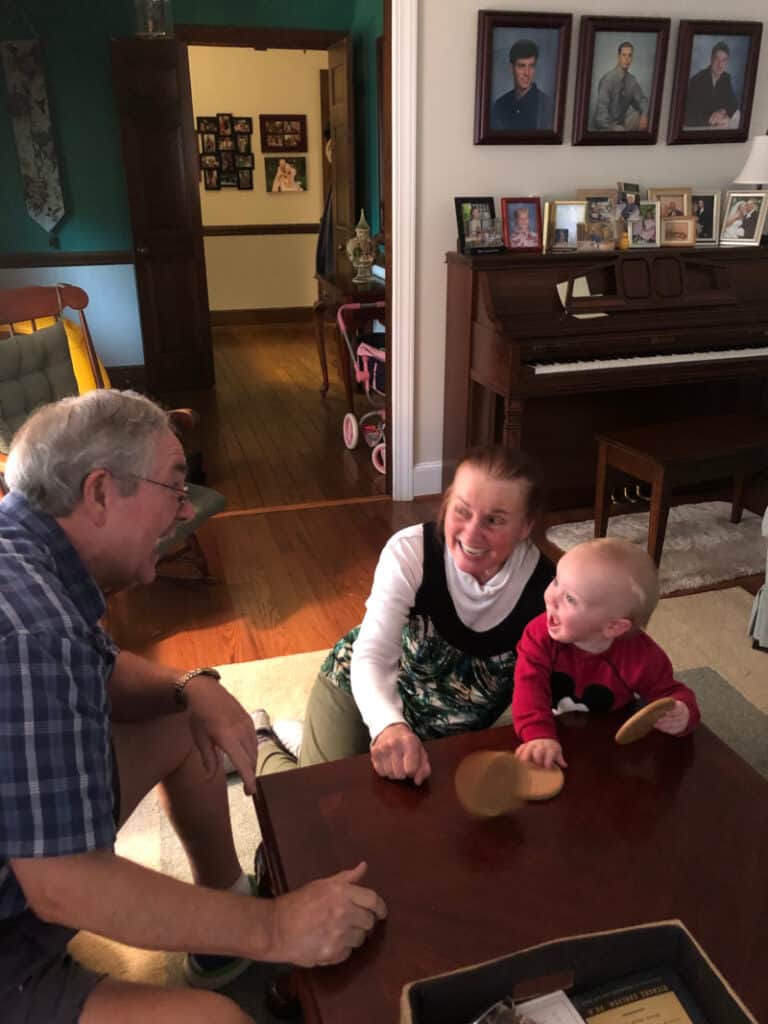 Jacob playing with Mimi & Papa in their living room