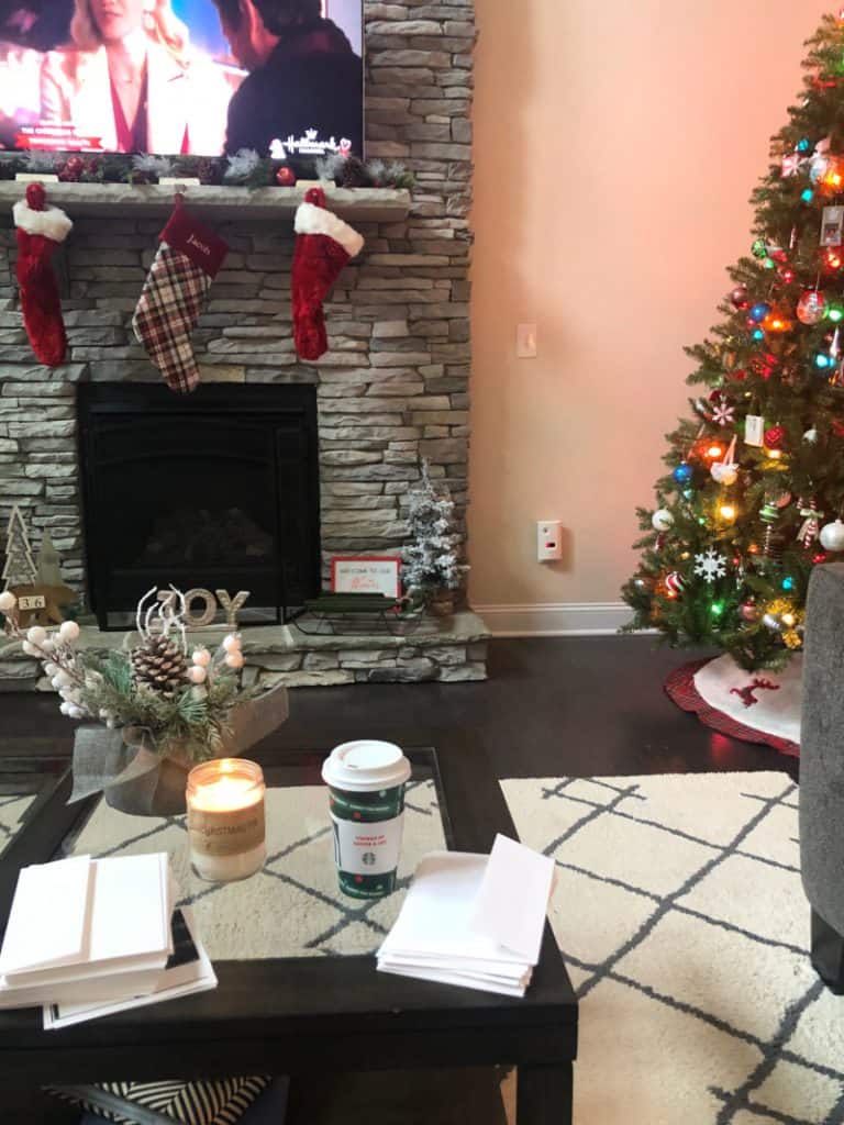 Coffee table with Christmas cards