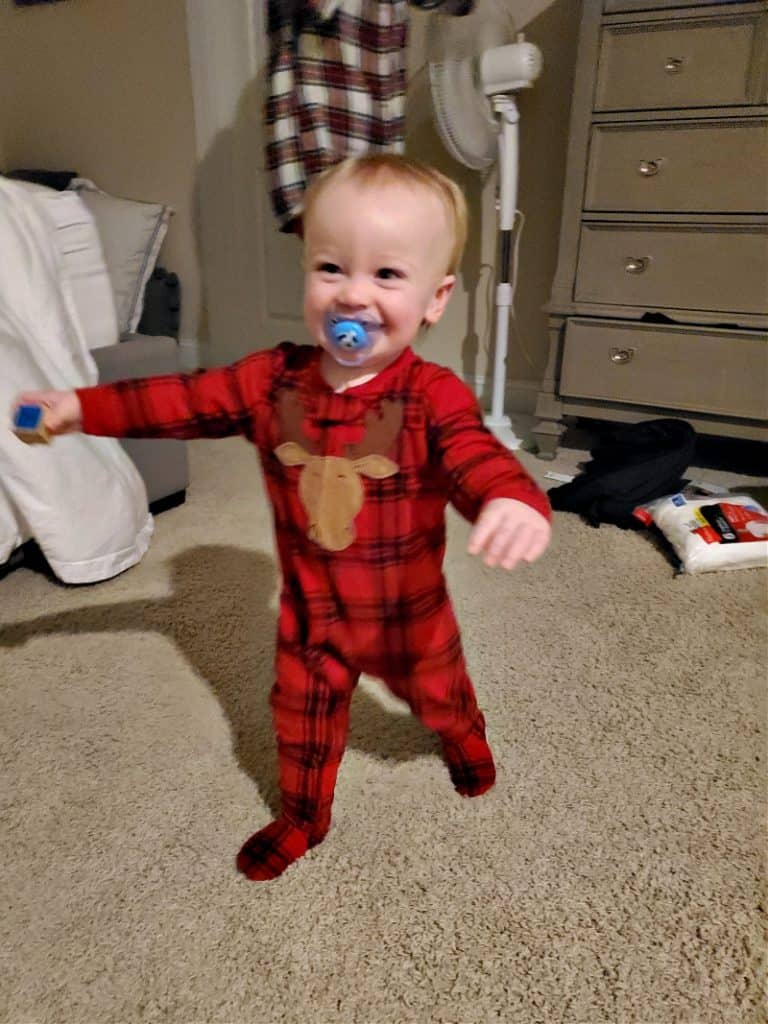 Jacob with a big smile on Christmas morning